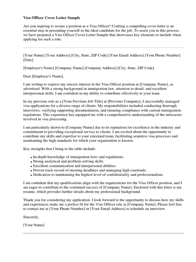 34834 cover letter visa application