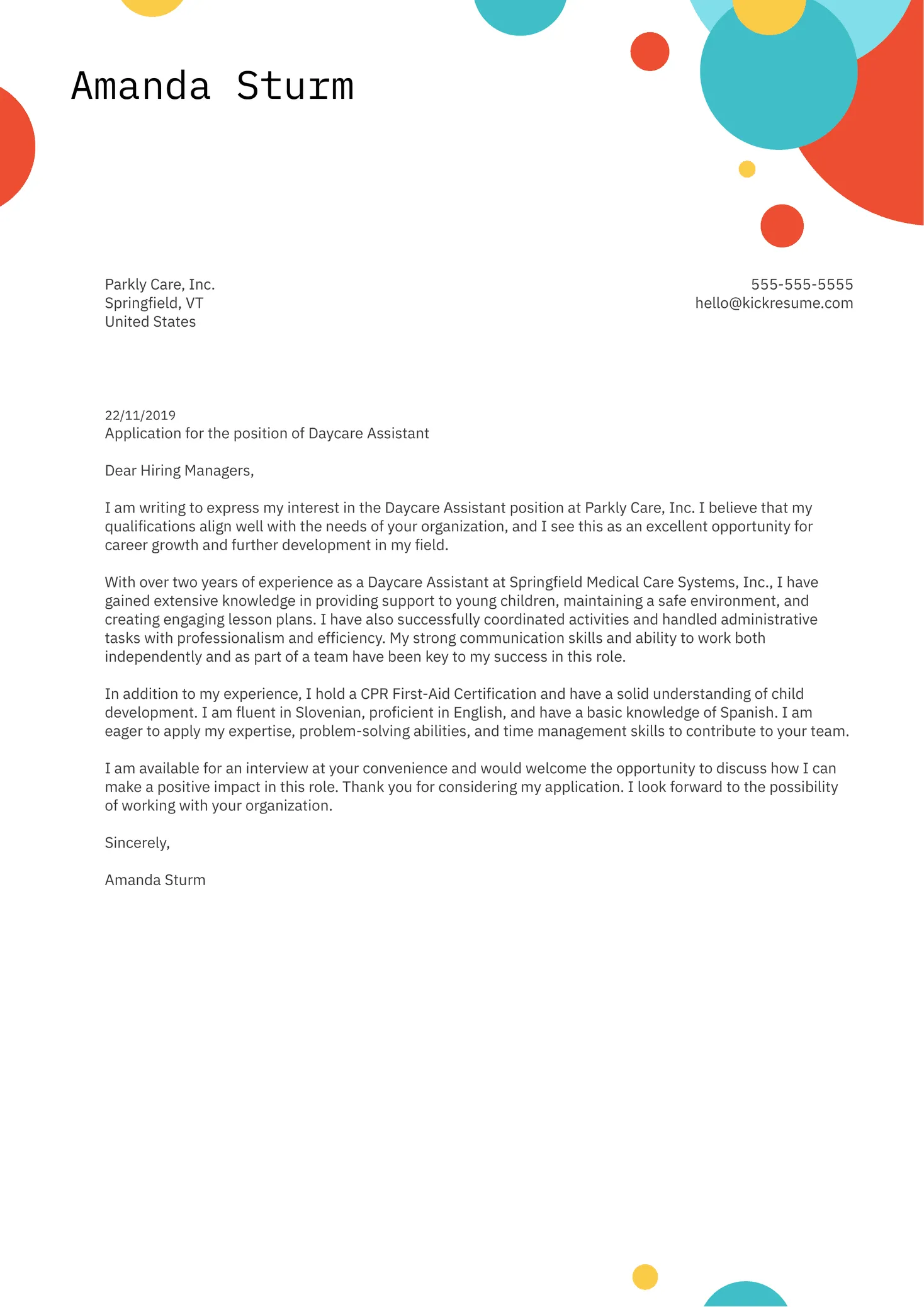 34841 childcare experience