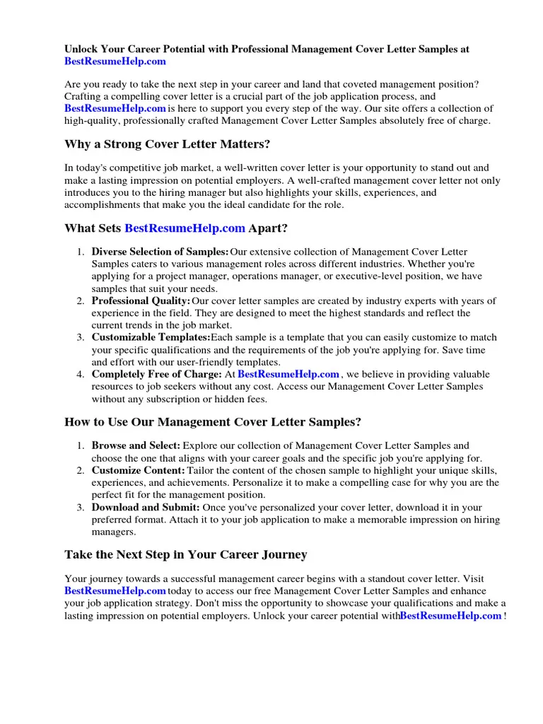 34851 management cover letter header