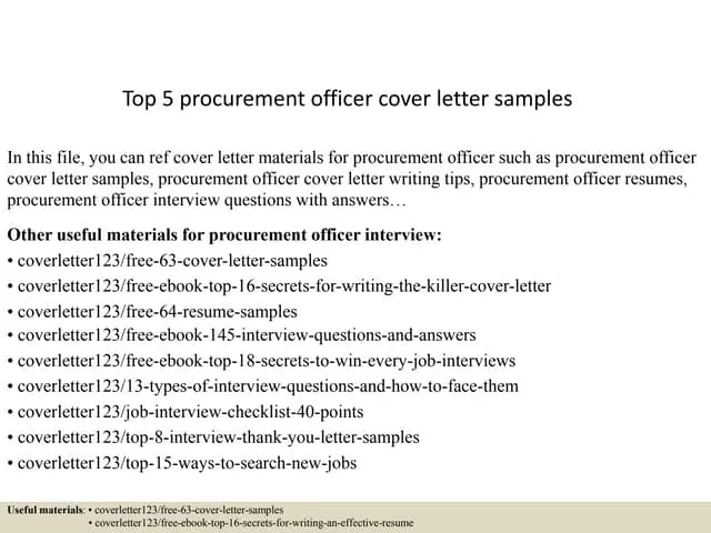 34870 procurement officer cover letter skills