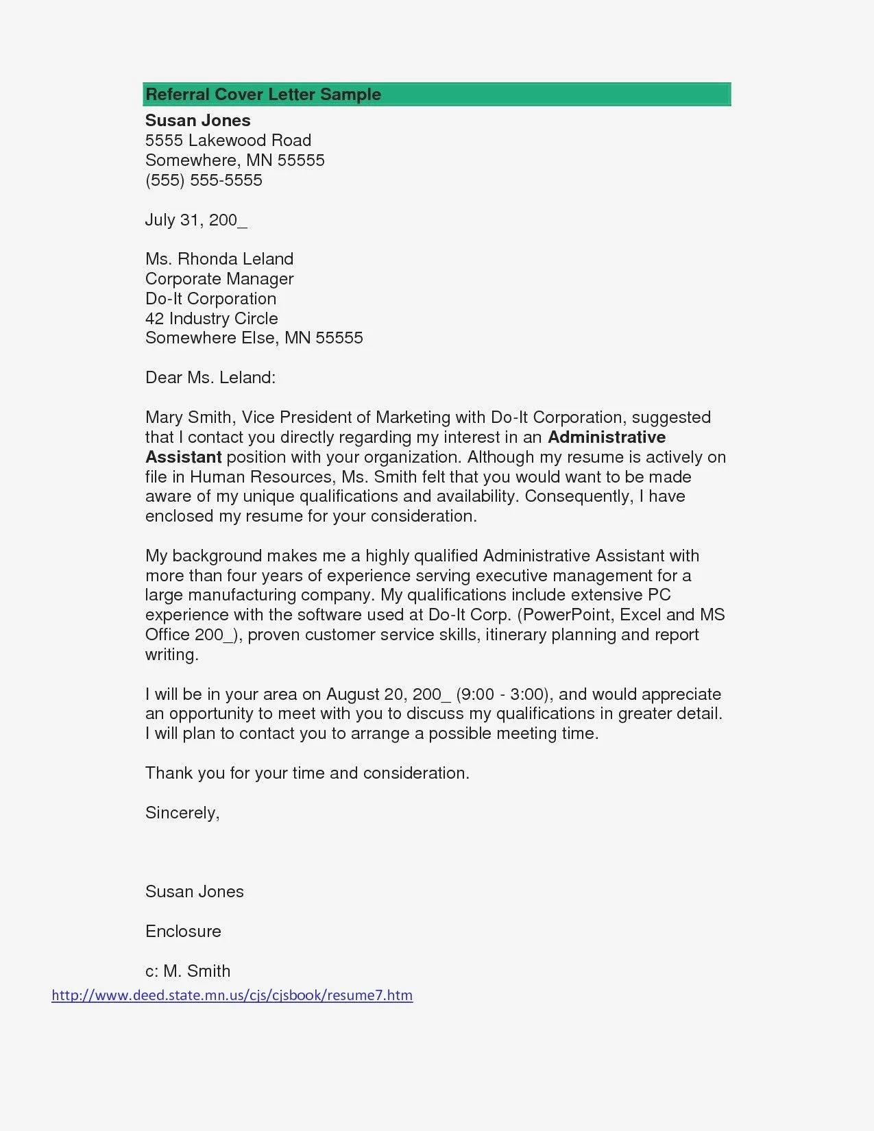 34878 employee referral cover letter example