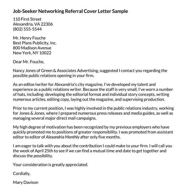 34878 employee referral cover letter formatting