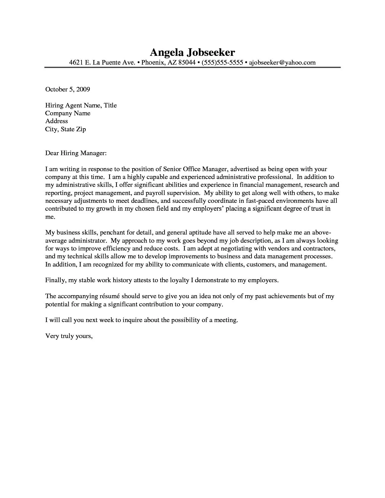 34891 cover letter formatting