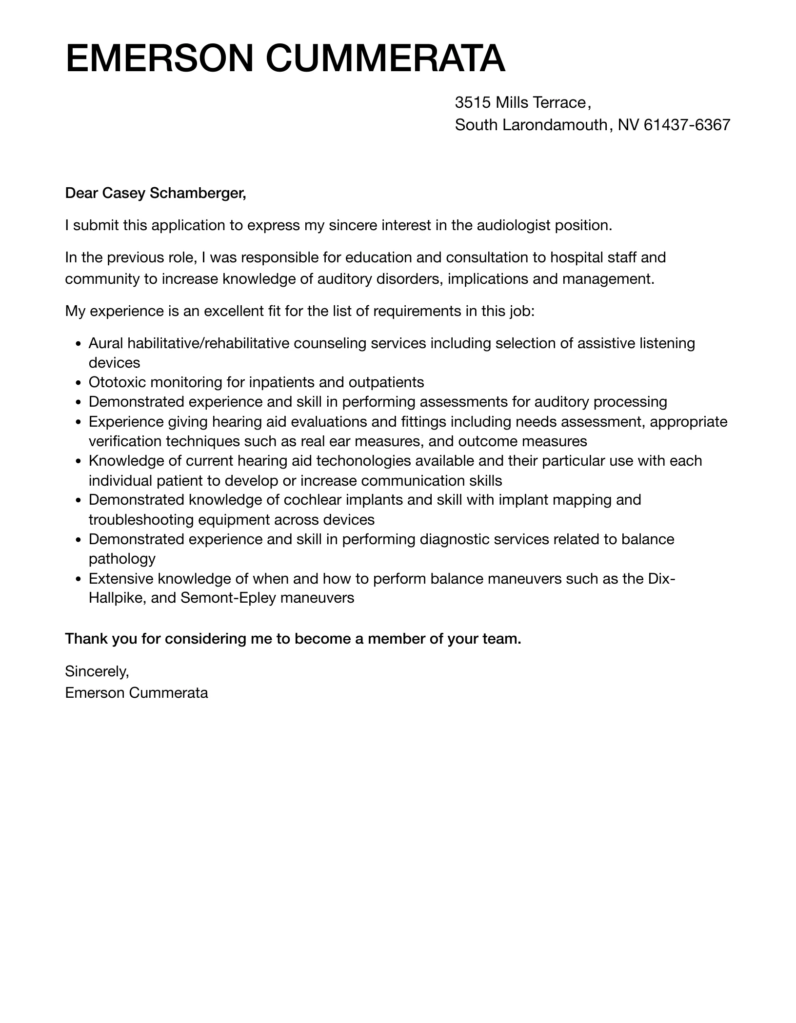 34901 audiologist cover letter examples