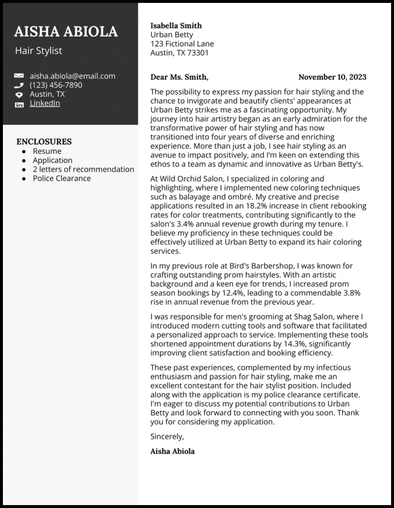 34903 strong impression cover letter