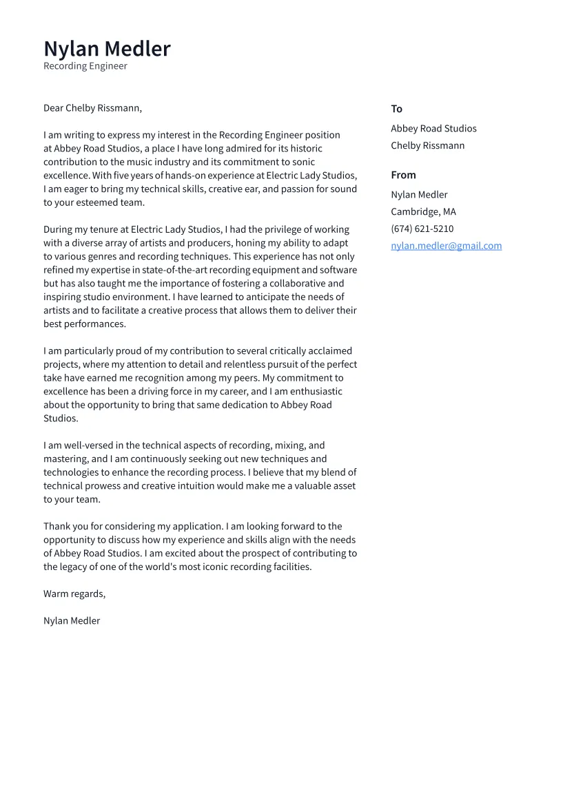 34905 audio engineer resume