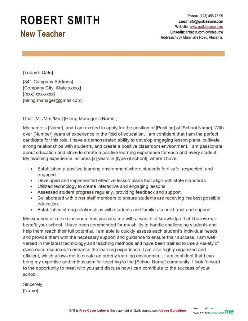 34907 elementary teacher cover letter