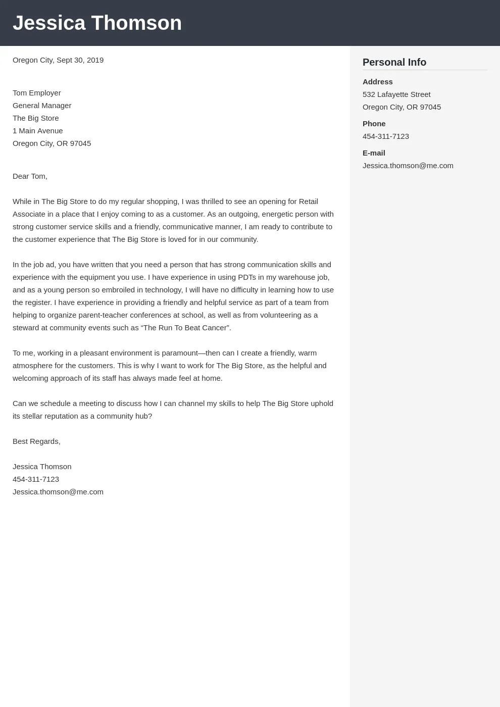 34912 retail cover letter achievements