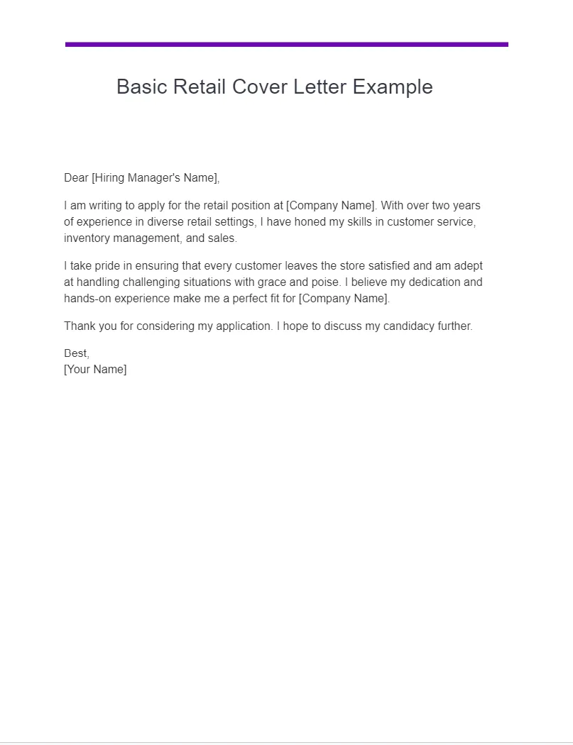 34912 retail cover letter formatting