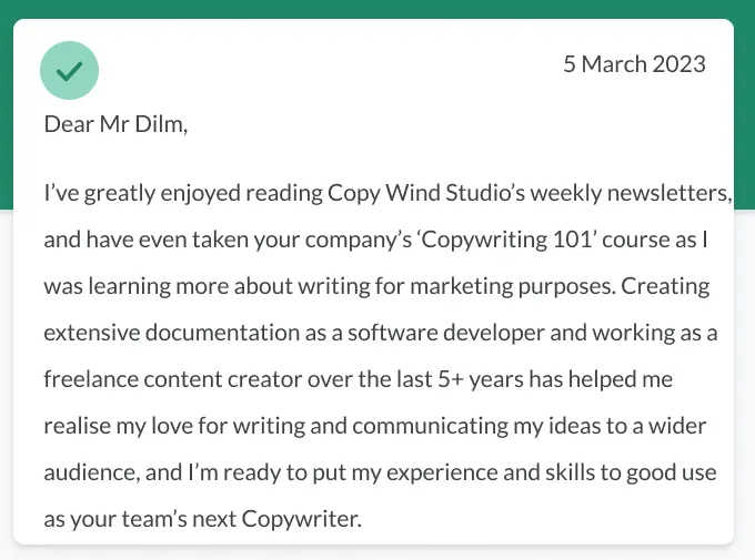 34913 tailoring cover letter