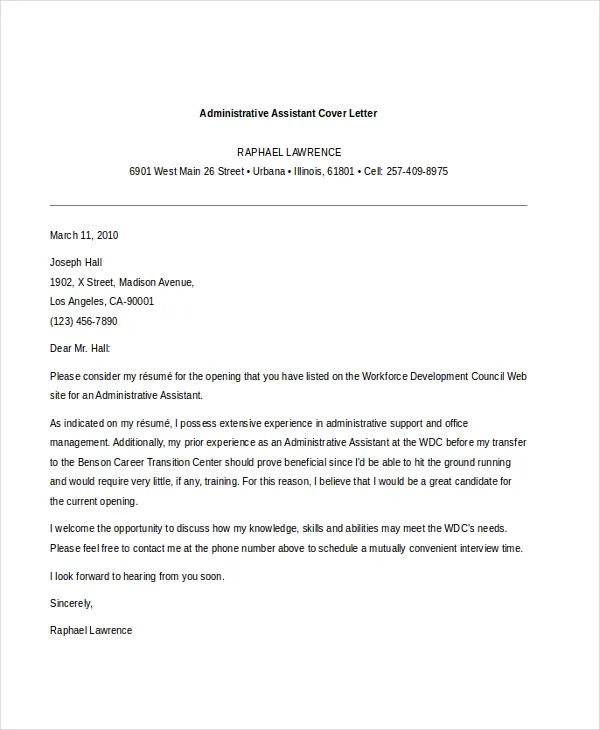 34921 cover letter template administrative assistant 6