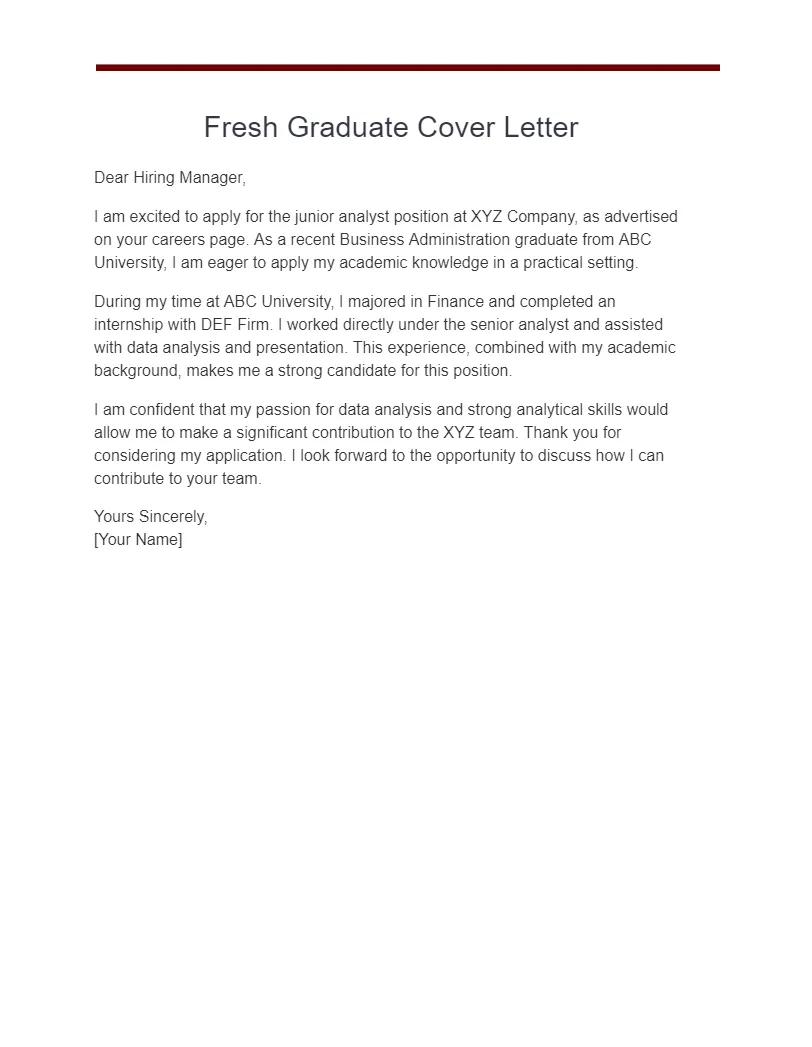 34925 fresh graduate cover letter