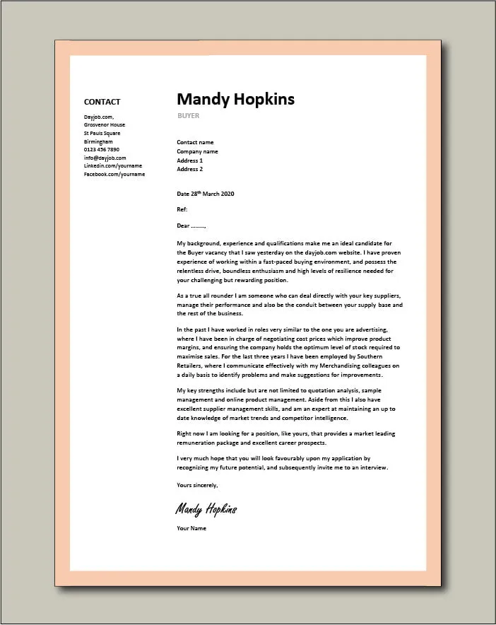 34934 cover letter margins readability