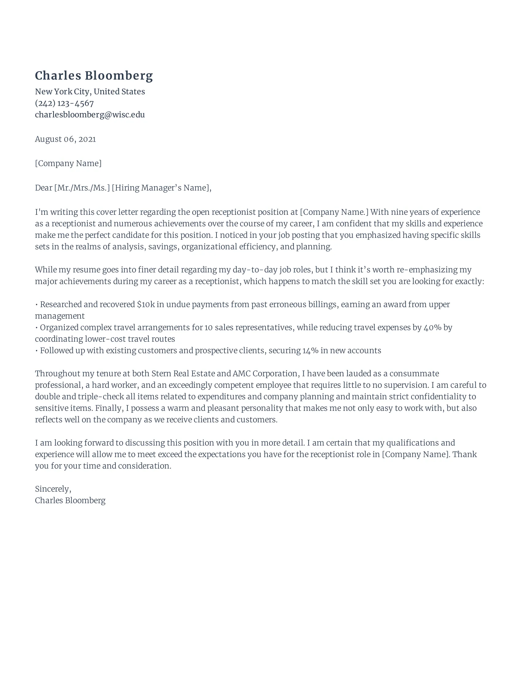 34946 receptionist organization