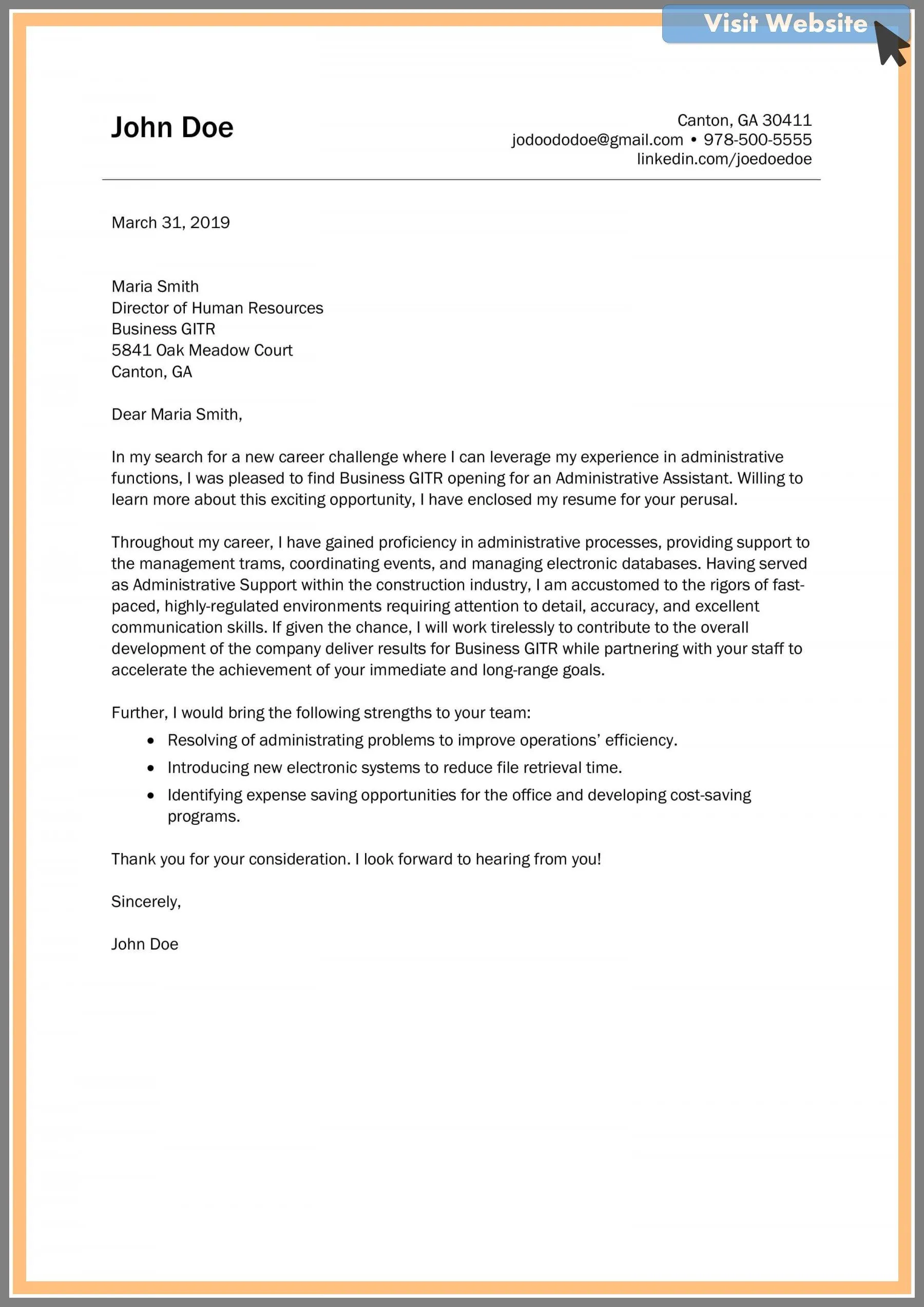 34966 formatting cover letter