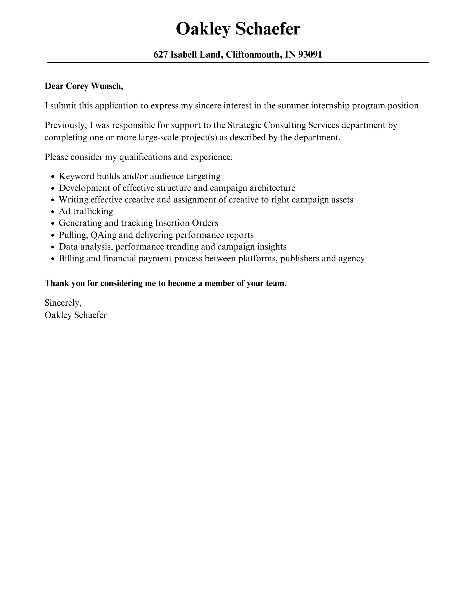 35010 summer internship formatting