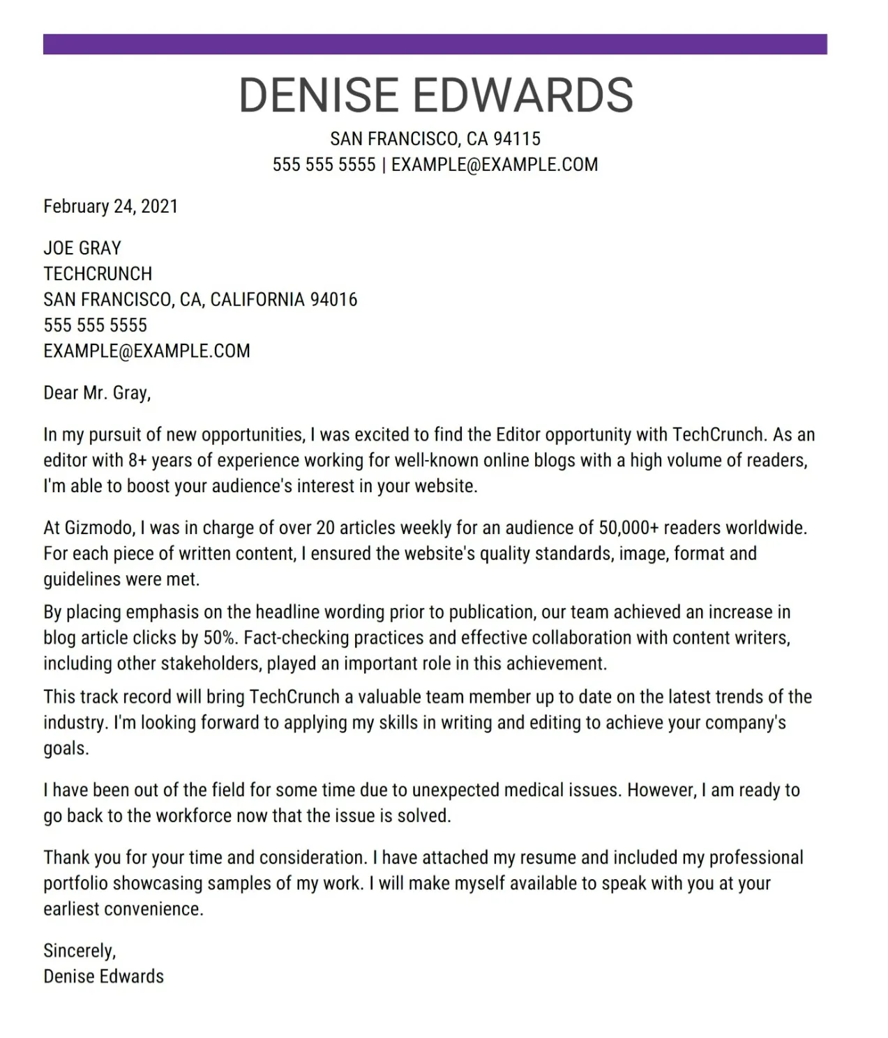 35035 body of cover letter