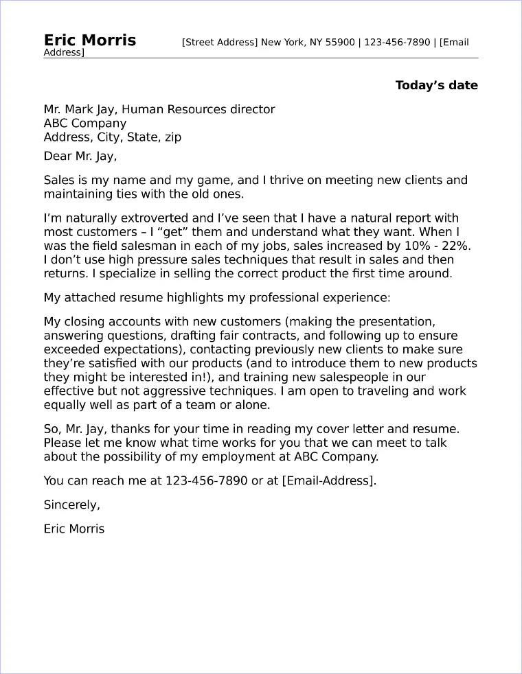 35036 sales cover letter formatting