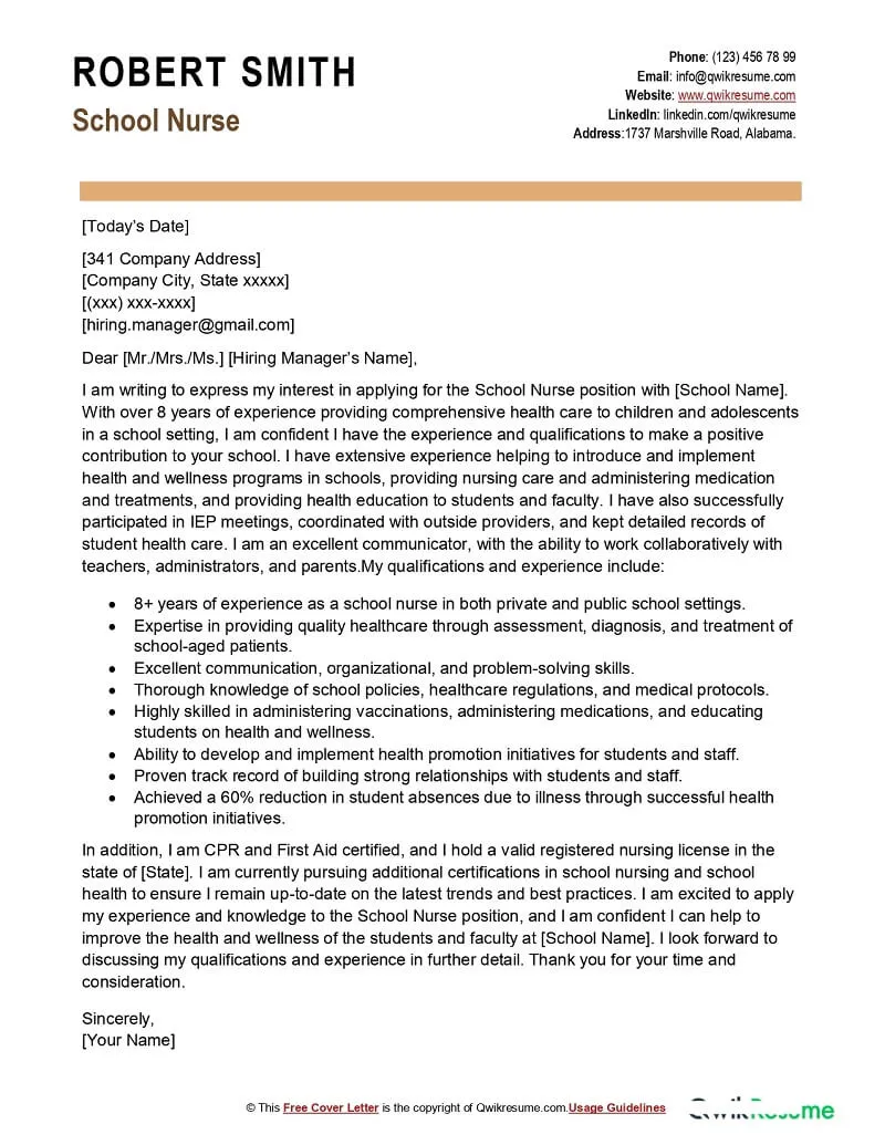 35041 nurse cover letter components