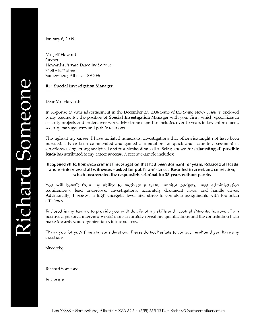 35051 law enforcement cover letter