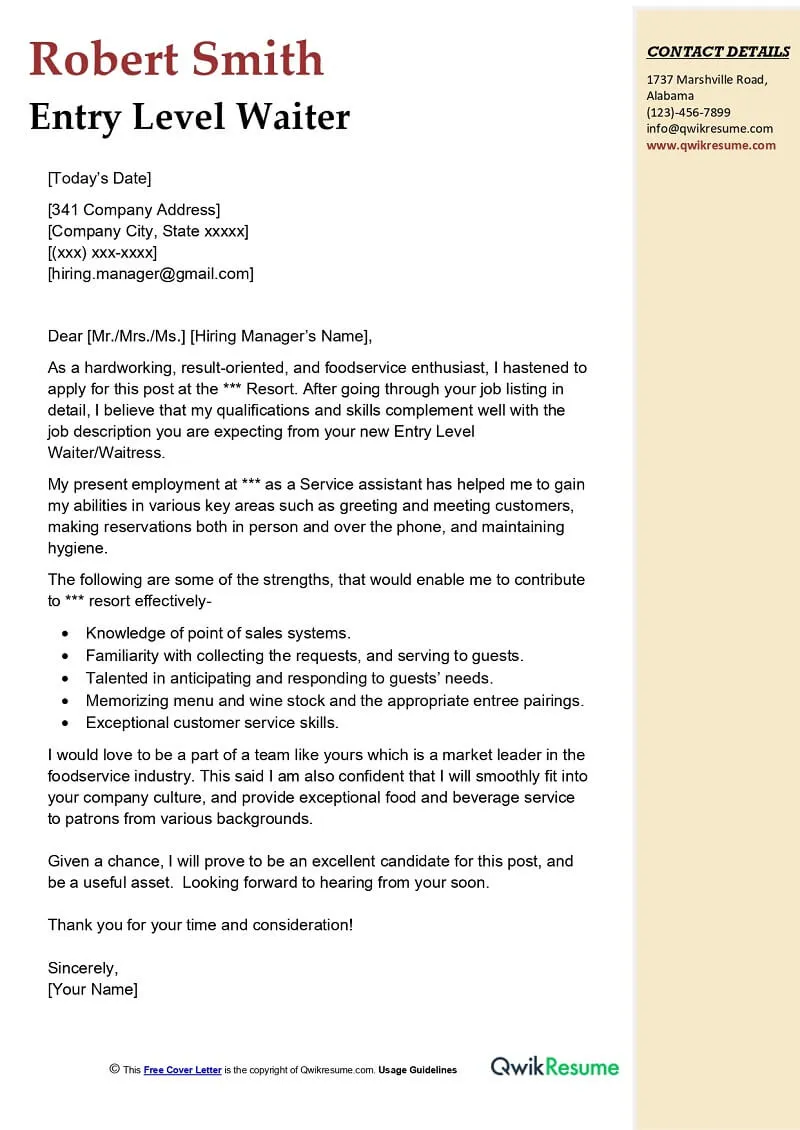 35057 waitress experience