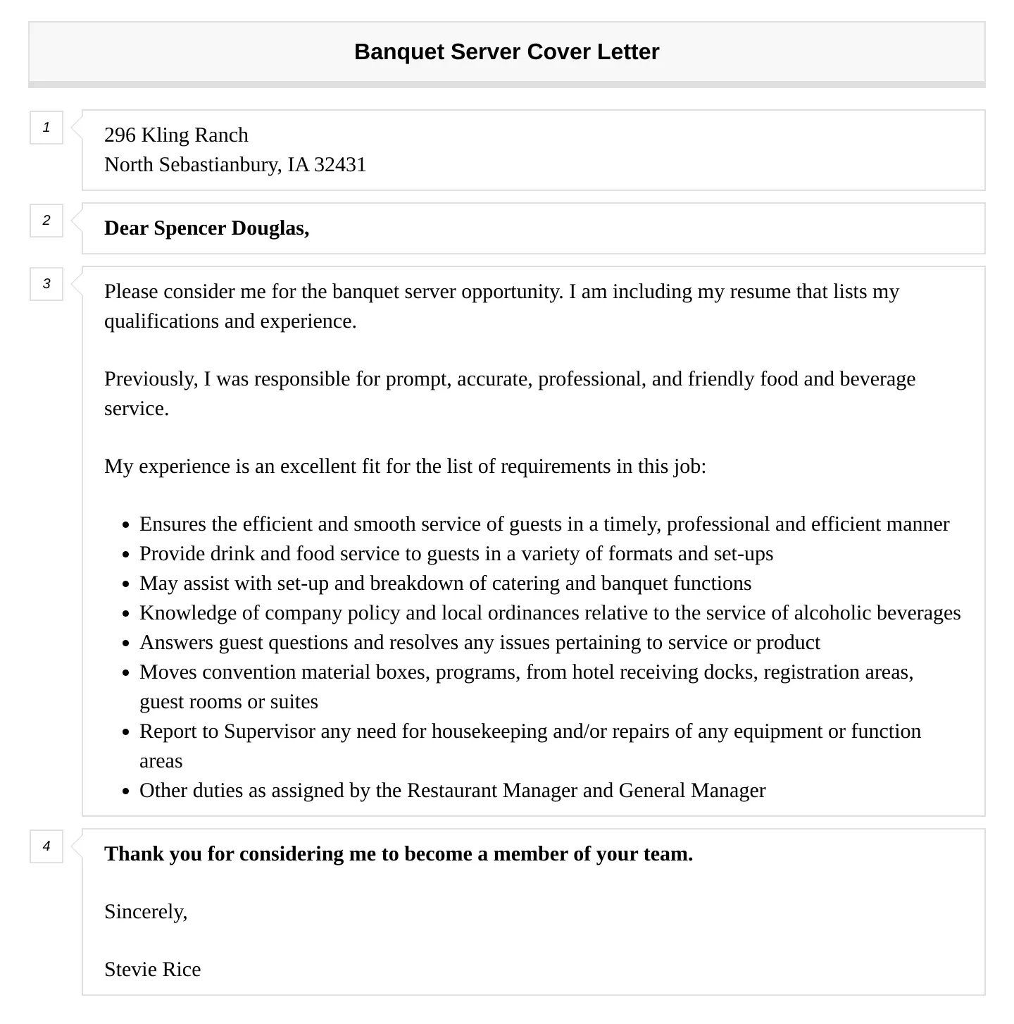 35070 banquet setting experience