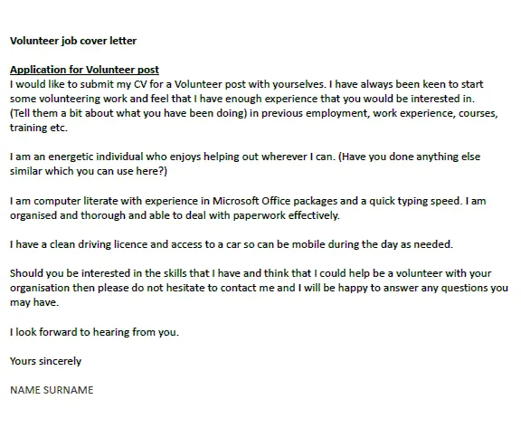 35095 volunteer manager cover letter skills