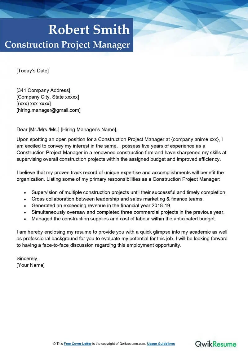 35106 cover letter construction manager 1