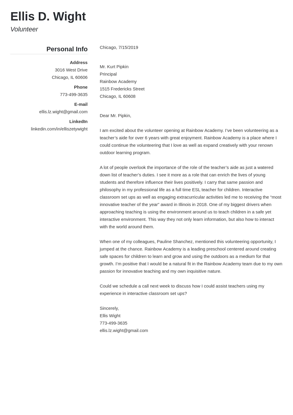 35127 volunteer cover letter skills