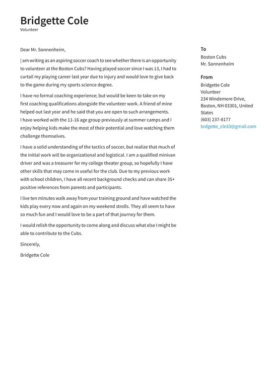 35127 volunteer cover letter structure