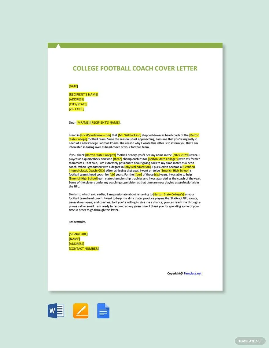 35128 football field cover letter
