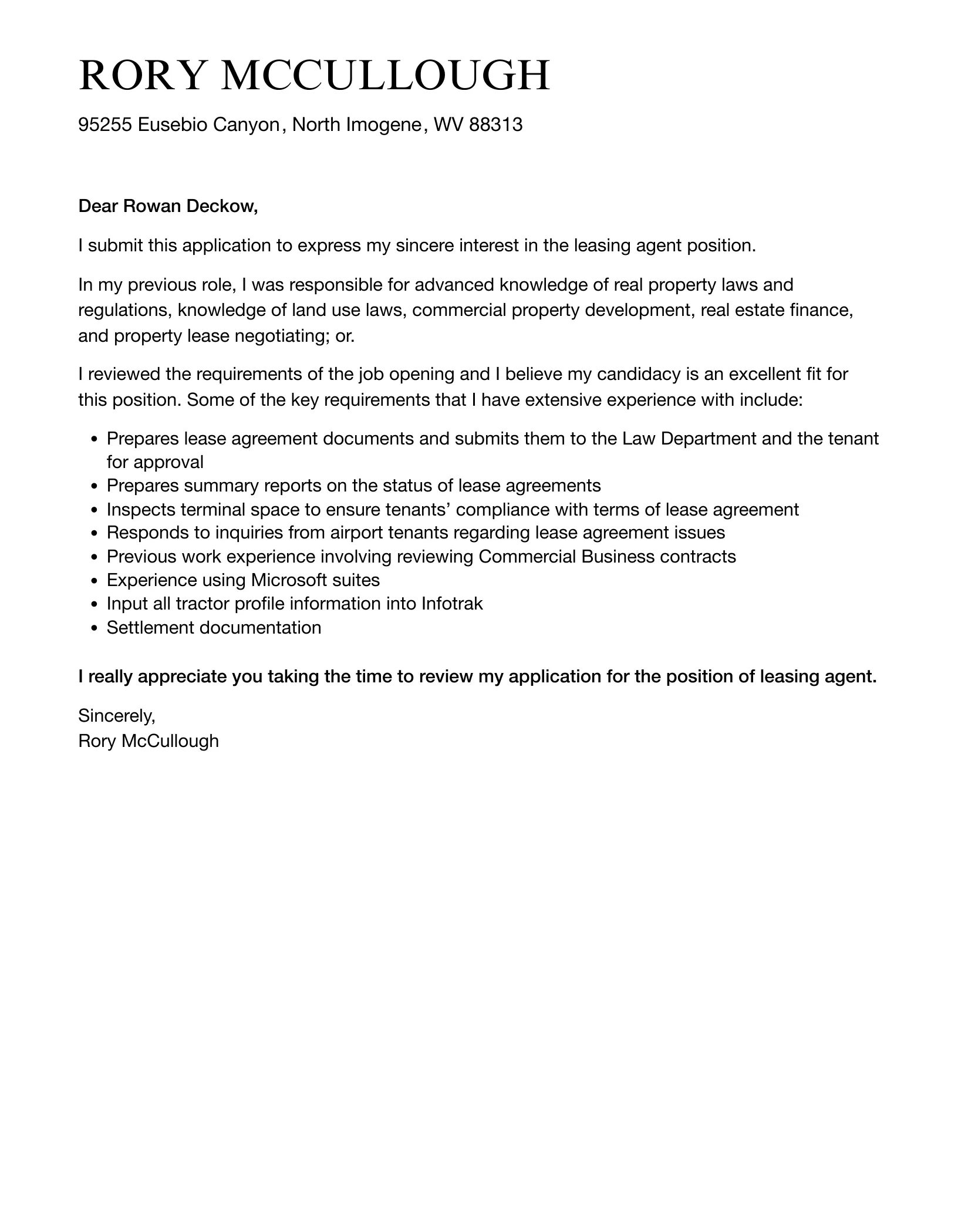 35135 leasing agent cover letter format