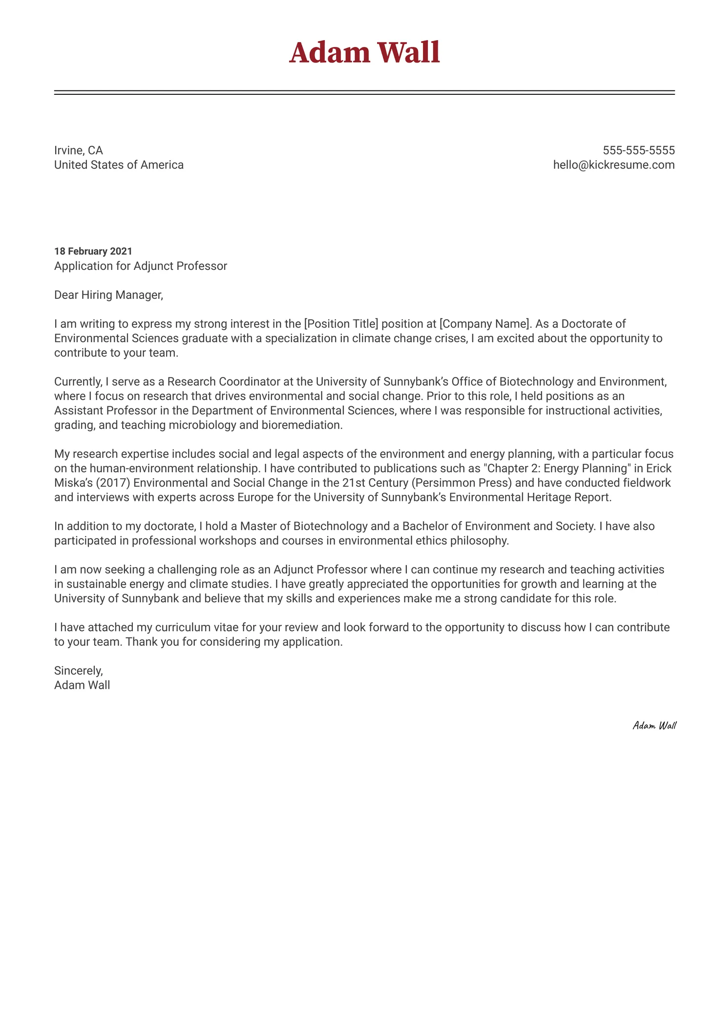 35146 adjunct professor application