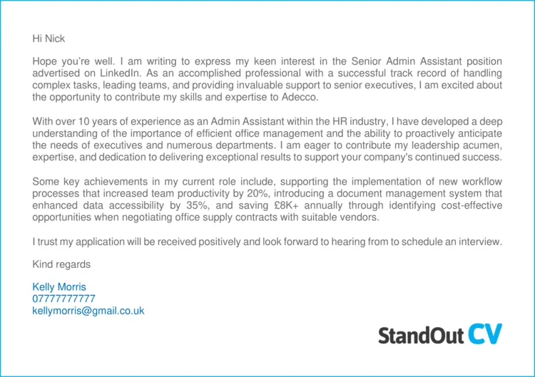 35149 admin assistant cover letter